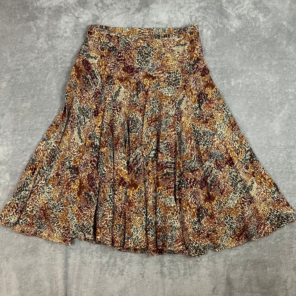 Jones New York Midi Skirt Womens 16W‎ 100% Silk Abstract Multicolor